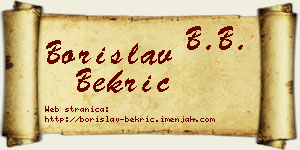 Borislav Bekrić vizit kartica